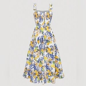 SHEIN Curve Multicolor Smocked Dress